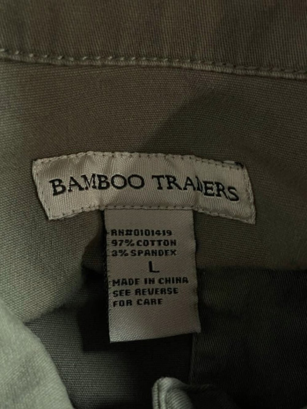 Bamboo Traders Army Green Utility Jacket Large L Cotton Stretch - Picture 7 of 11